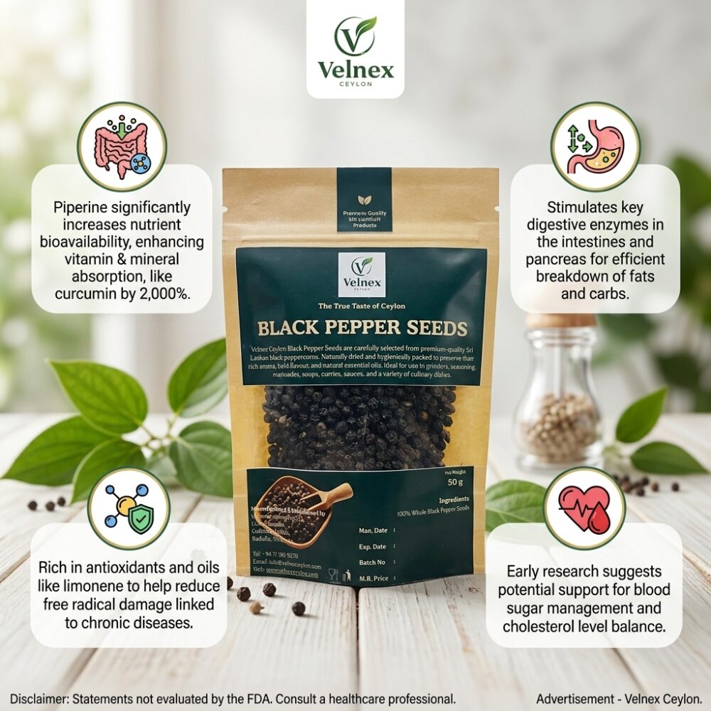 Premium Ceylon Black Pepper seeds |100% Pure Sri Lankan Black Pepper seeds